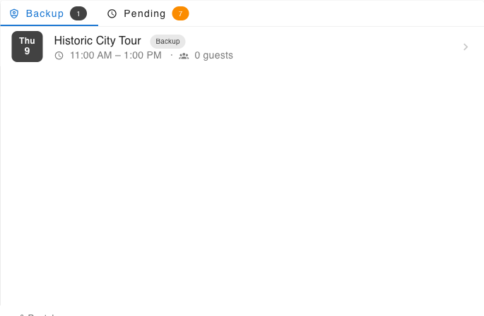 Backup positions tab
