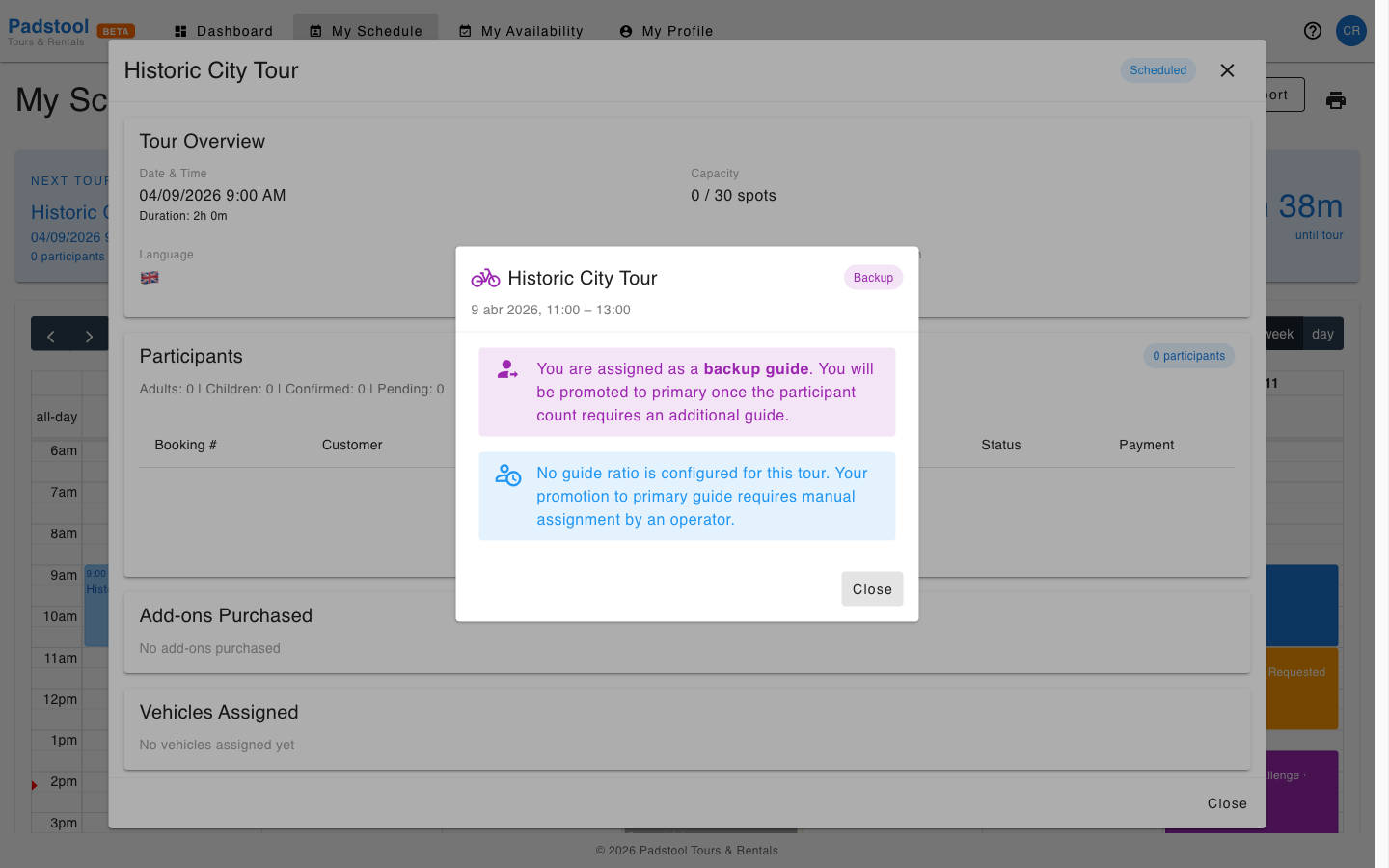 Backup event popup without auto-assignment