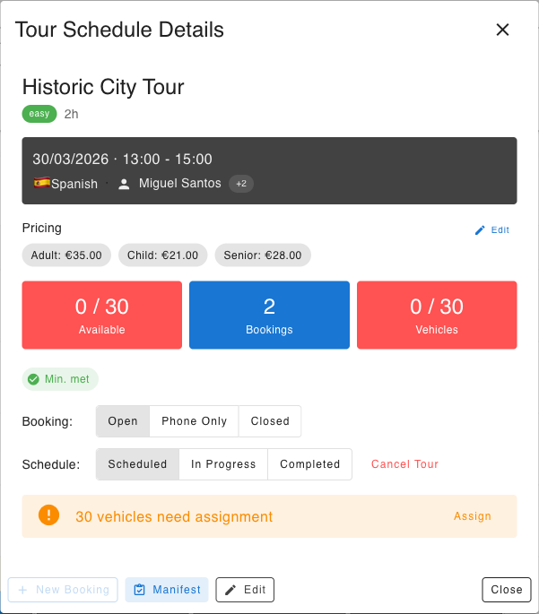 Schedule detail card