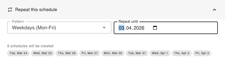 Recurring schedule creation
