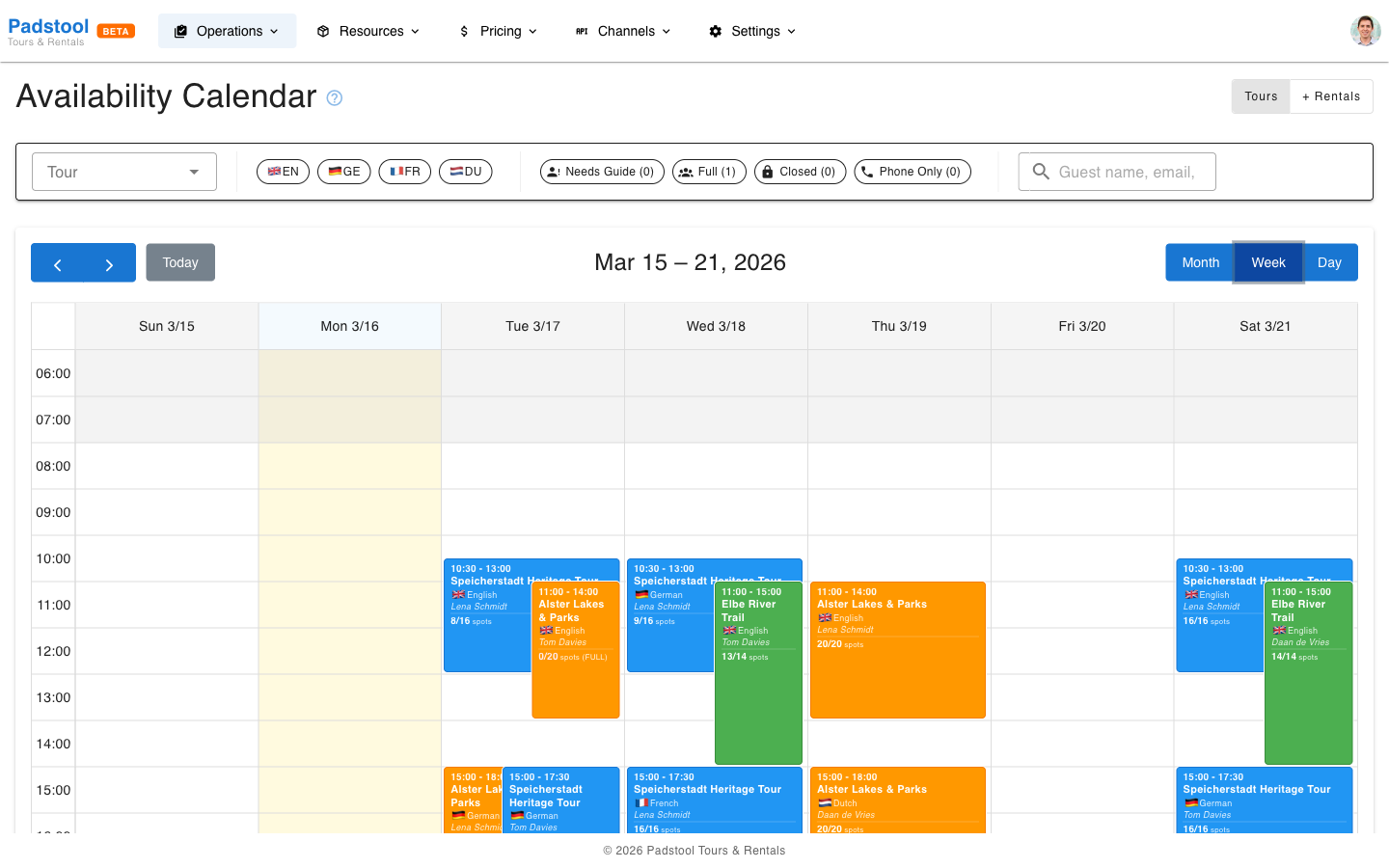 Schedule week view