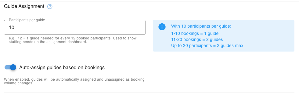 Guide assignment section