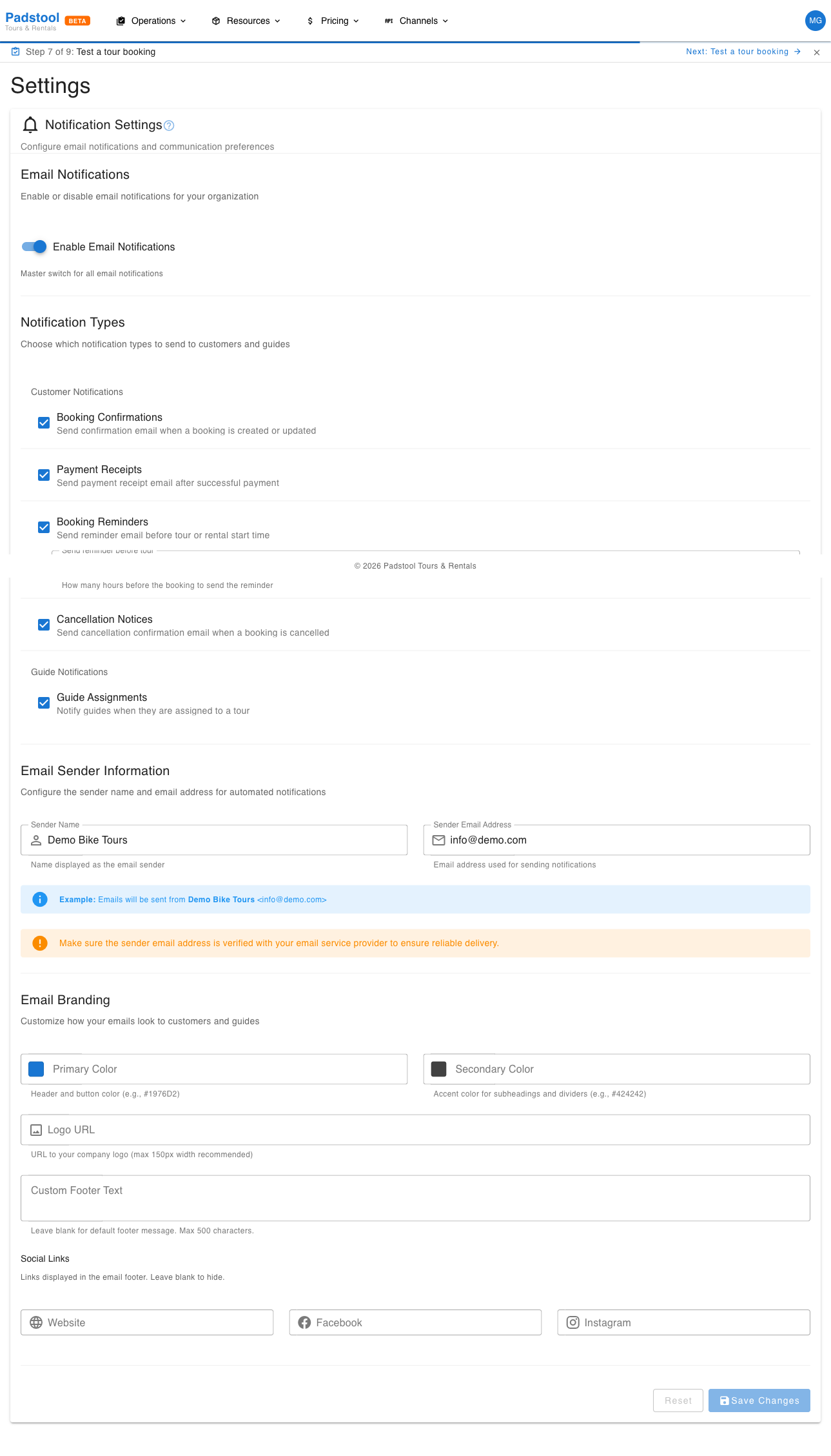 Notification settings
