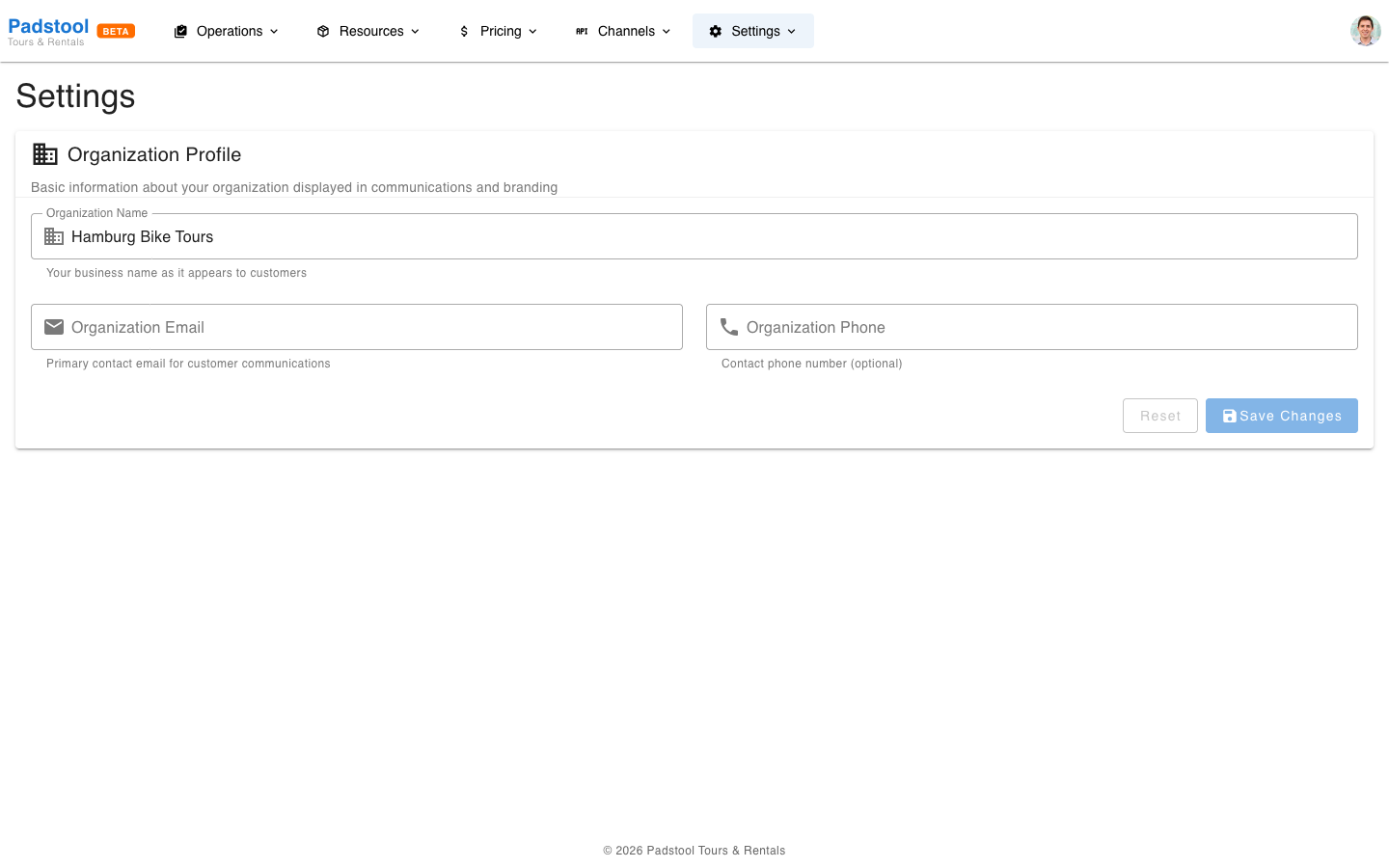 Organization settings